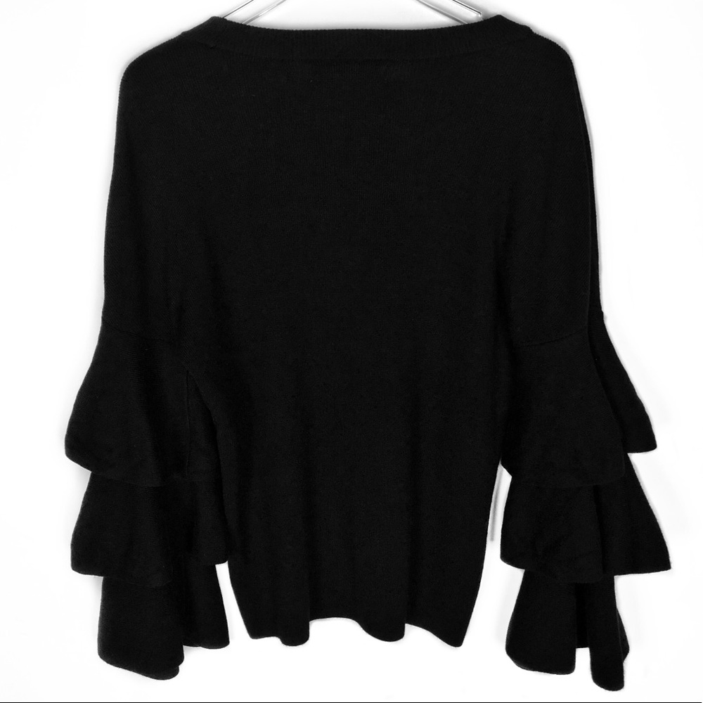 Black Ruffle Sleeve Sweater - Picture 4 of 9